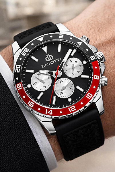 Bigotti Men's Wristwatch, All Functions Active Black Silicone Cord Sdbgt001