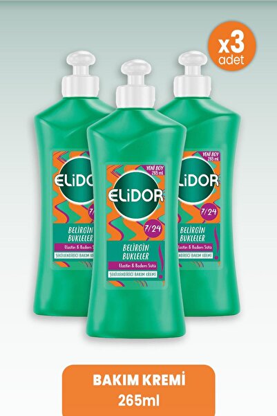 Elidor Bakım Kremi Belirgin Bukleler Elastin & Badem Sütü 265 ml x 3 Adet