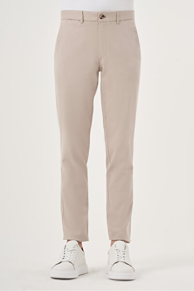 Morven Erkek Bej Yazlık Pamuk Yan Cep Slim Fit Chino Pantolon