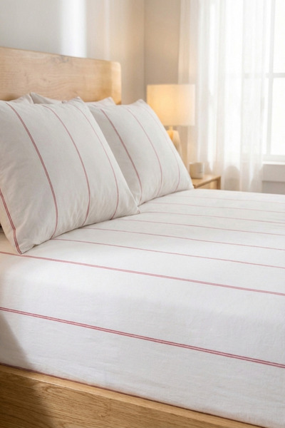 Ricco Lifes Червена лента с еластична калъфка за възглавница Памук Единична -...