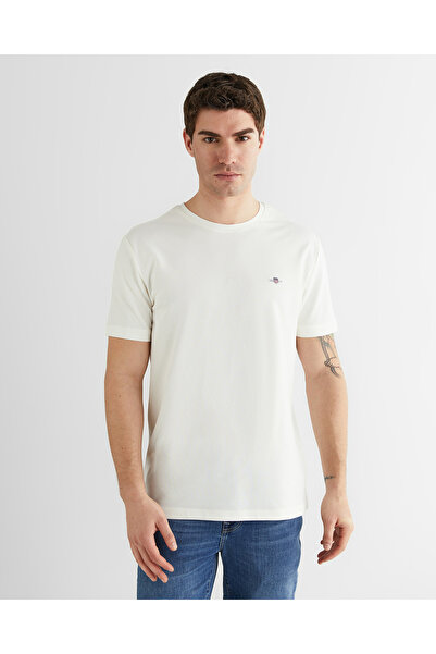 Gant Erkek Beyaz Bisiklet Yaka Regular Fit Logolu T-Shirt