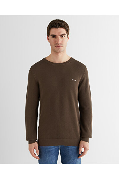 Gant Erkek Kahverengi Regular Fit Bisiklet Yaka Triko