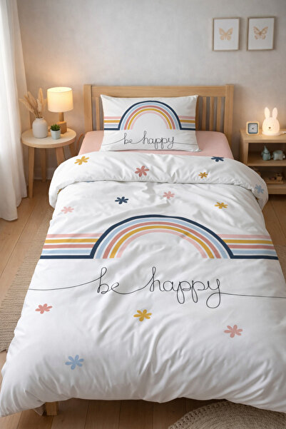 Evmila Double Sided Rainbow Patterned - Printed Single Duvet Cover Set
