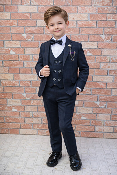 HAYTA بدلة أطفال - طقم كحلي داكن للغاية مع سترة وقميص