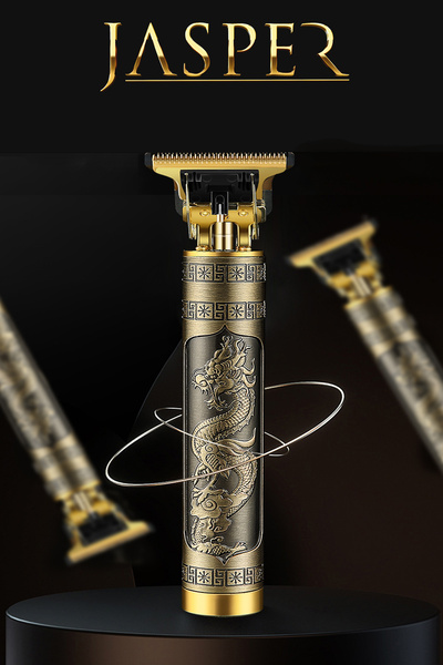 JASPER Gold Dragon Metal Gövdeli T-Bıçak Ense Sakal Çizim Lazer Epilasyon Önc...