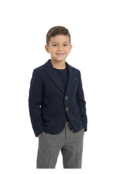 Micio Băiat Copil Bleumarin Dublu Buton Jumătate Căptușeală Geantă Buzunar Ja...