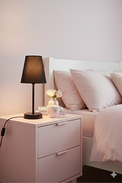 NAVEMU Gala Abajur ( Siyah Gövde Statik Boya / Q16 Cm Konik Başlık / Finlin S...