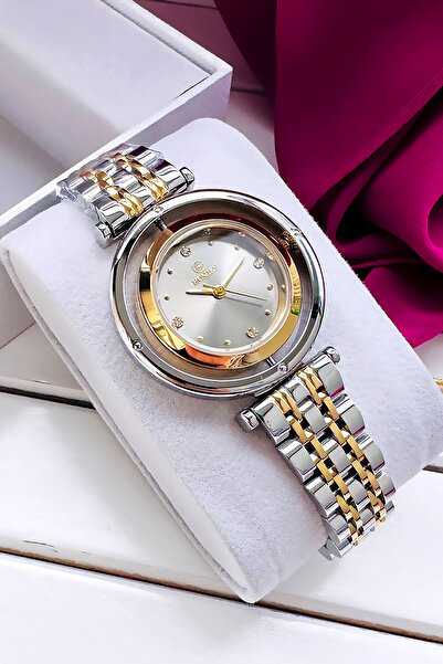 Homies ساعة يد نسائية ذات علبة بيضاوية مخصصة مقاومة للماء باللون الذهبي والفض...