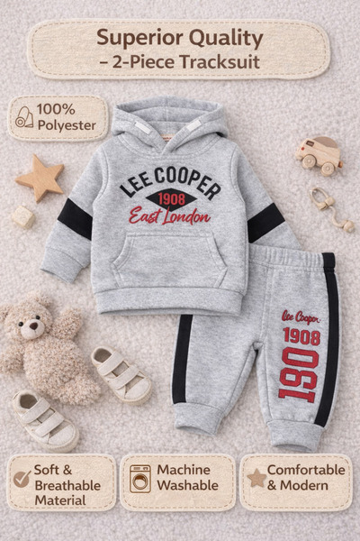 Lee Cooper Trening Băieți Baby 12 Luni Gri – 2 Piese, 100% Poliester, Confort...
