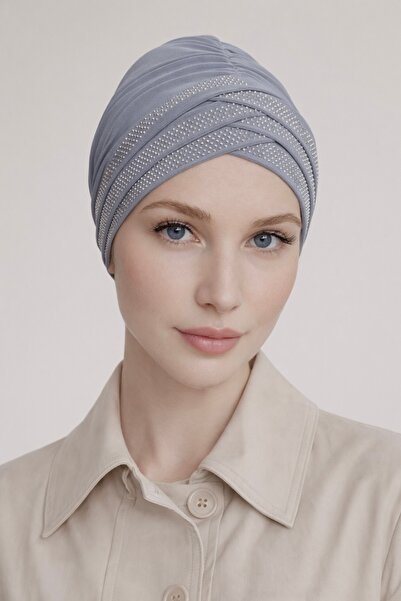 Şirin Giyim Aksesuar Üç Bantlı Taşlı Hazır Bone Tesettür Hijab - Hazır Bone Ş...