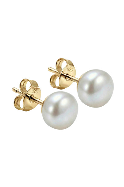 Birinci 925 Ayar Gümüş Kadın 9 mm Doğal İnci Kadın Küpe