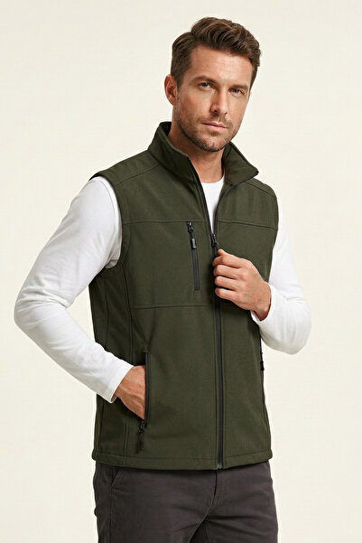 GENIUS STORE Vestă pentru bărbați, softshell, impermeabilă, cu fermoar comple...