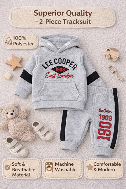 Lee Cooper Trening Băieți Baby 3 Luni Gri – 2 Piese, 100% Poliester, Confort ...