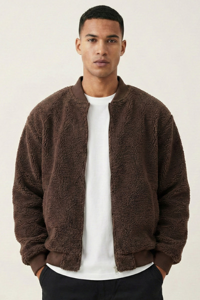 GENIUS STORE Ανδρικό παλτό με βελούδινη επένδυση, υπερμεγέθης, φαρδιά γραμμή,...