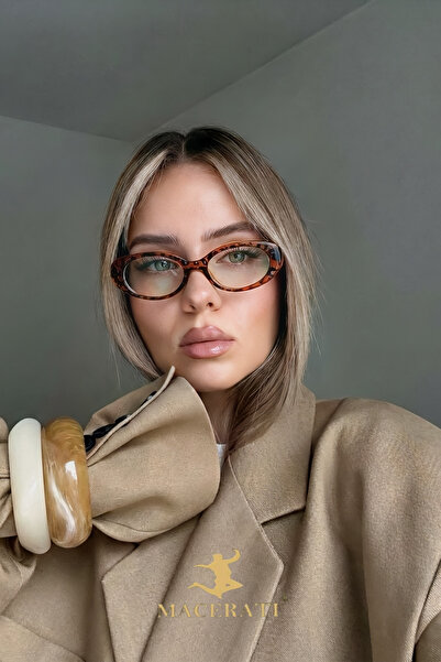 MACERATİ Cat Eye Classic Vintage Leopard Frame Blue Block Blue Light Filter S...