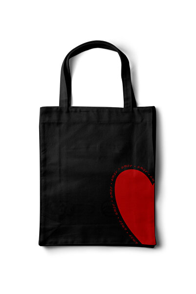 INKD Gabardin Bez Çanta – Amor Yarım Kalp Tasarım - 35x40