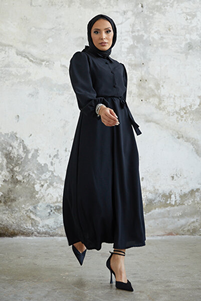 Esre Store Μαύρο φόρεμα τεσεττούρ - Με λεπτομέρεια στα κουμπιά