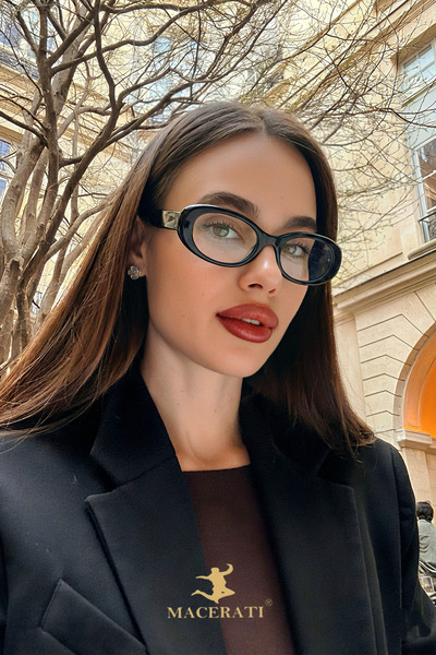 MACERATİ Cat Eye Classic Vintage Black Framed Blue Block Blue Light Filter Sc...