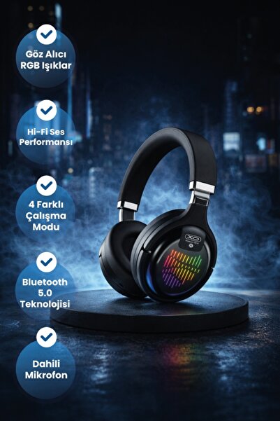 Xo -be18 250mah Tf Card Wirelles Kablosuz Katlanabilir Kulak Üstü Rgb Işıklı ...