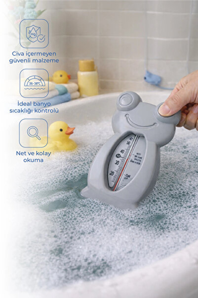 Babyjem Baby Jem Kurbağa Banyo Oda Termometresi Gri 381