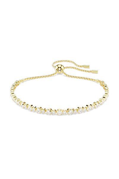 Swarovski Matrix Bracelet, Round Cut, White, Gold Color Plated