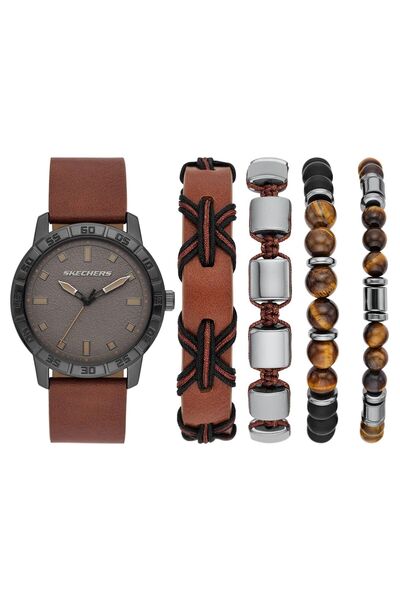 SKECHERS طقم ساعة يد وسوار للرجال SR9090