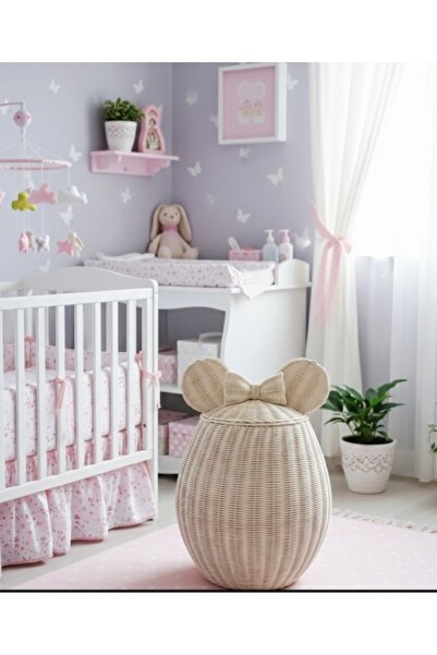 Ebruli Rattan Bambu Bebek Odası Sepet 30x45 cm ebatında