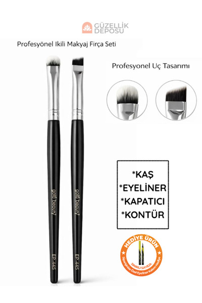 Güzellik Deposu 2'li Profesyonel Makyaj Fırça Seti - Kapatıcı Concealer Ve Ke...