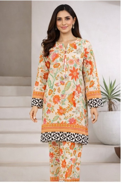 PRIYA'S PANACHE طقم ملابس باكستاني قطني مطبوع | طقم ملابس نسائية باكستانية، ف...