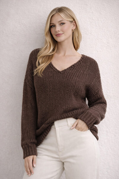 MoonliWear Women's Textured Knit, Comfortable Cut Loose Knitwear Sweater