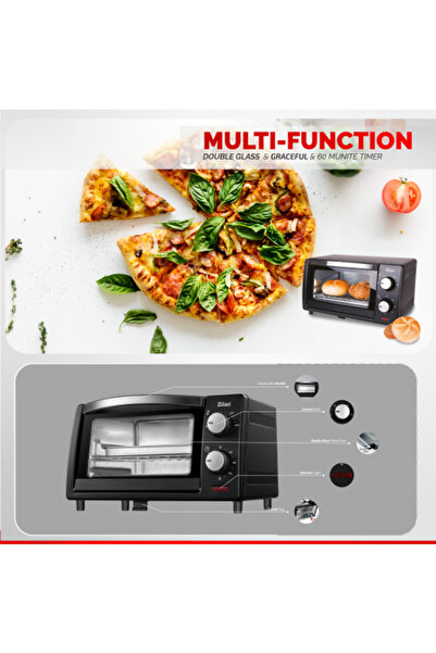 Zilan Mini Cuptor /ZLN4328/ - 800w, 9l, Geam Dublu, Temporizator 60 Min