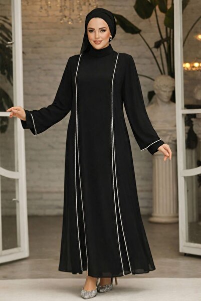 N.S NEVA STYLE Rochie de seară cu broderie de mărgele, negru, stil Hijab 4337S