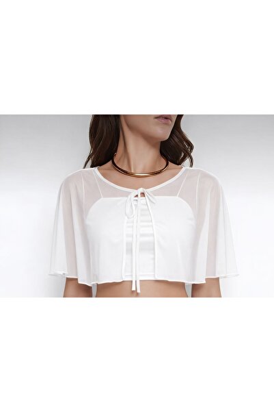 morche γυναικεία κορδόνια με λεπτομέρεια τούλι μπολερό κομψή κάπα