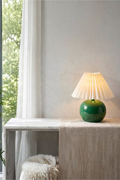 HOMİNG Yeşil Pileli Abajur