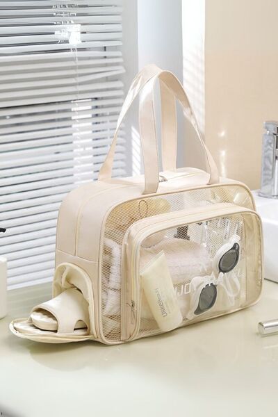 Ecrou Çok Bölmeli Krem Seyahat Çantası