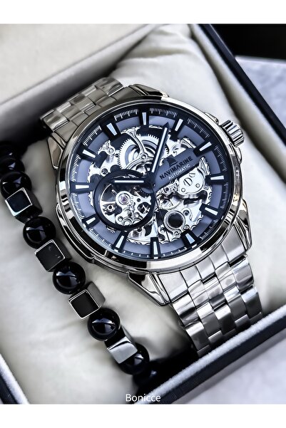 Navimarine Automatic (Battery-Free) Men's Watch, Silver Steel Band. 2 Years W...