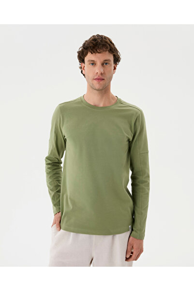 Ayma Active Matcha Yeşil Erkek Organik Pamuk Bisiklet Yaka Uzun Kollu T-shirt