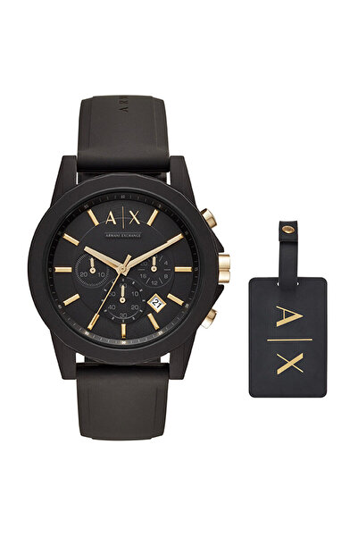 Armani Exchange AX7105 Erkek Set Kol Saati ve Valiz Etiketi