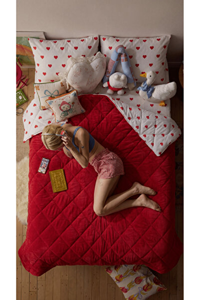 BEYAZLALE Double Wellsoft Quilt Sleeping Set with Double-Sided Elastic Sheets...