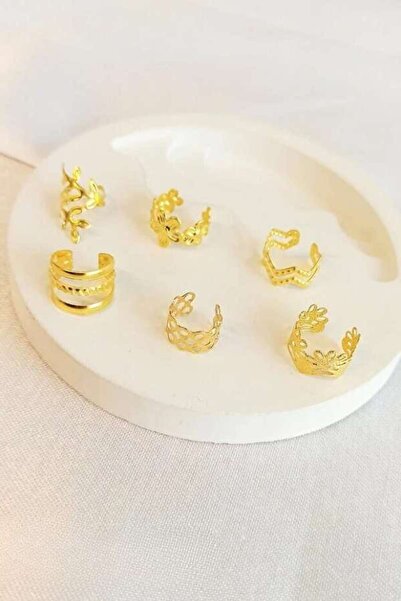 Luxe Loom Zarafetin Işıltısı Kadın Gold Sıkıştırmalı Kıkırdak Küpesi 001