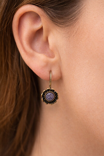 Mardinden 925 AyarGümüş Amatist Taşlı Mardin El Yapımı Oksitli Gül Motifli Te...