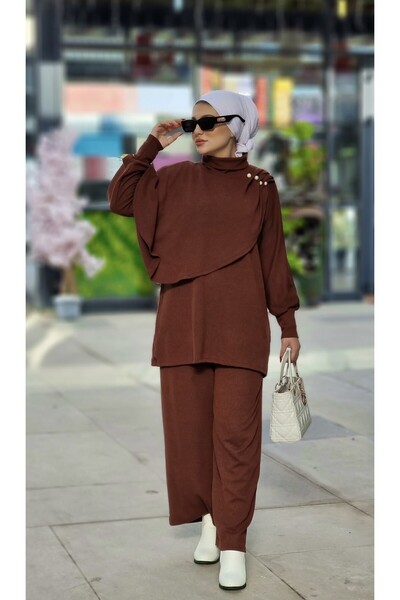 Esre Store 4448 - Set Hijab cu jumătate de gât maro