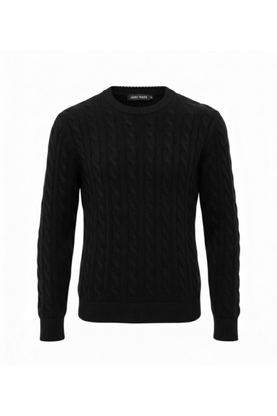 JAKC WAYS Premium Black Crew Neck Men's Knitwear Sweater