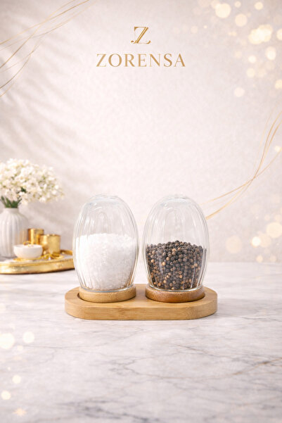 ZORENSA وعاء زجاجي للملح والفلفل بغطاء من الخيزران، تصميم أوريغامي، سعة 80 مل