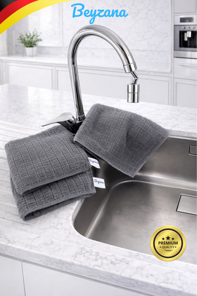 BEYZANA Gri 3'lü - Mutfak Bezi -MİKROFİBER- 40 CM X 40 CM - Leke Tutmaz Koku ...