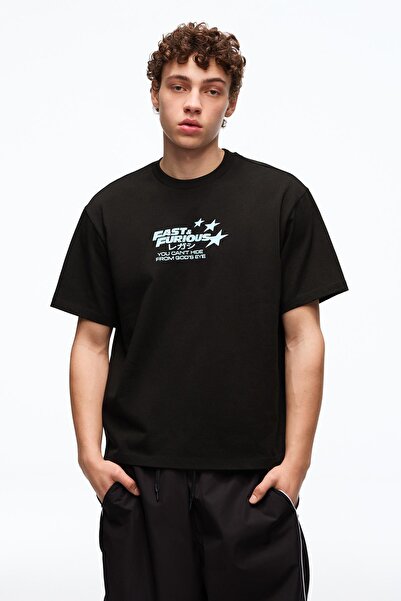 Bershka Fast & Furious kısa kollu baskılı tişört
