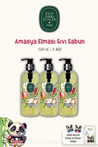 Eyüp Sabri Tuncer روزي قطن طبيعي أماسيا تفاح - 3 قطع 500 مل صابون سائل