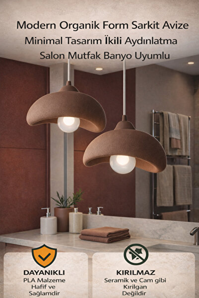 Depozee Modern İskandinav Sarkıt Avize Minimal Tasarım 2'li Lamba Salon Mutfa...