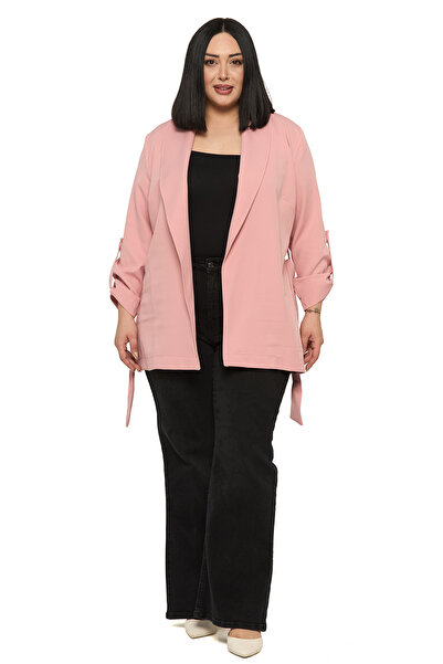 DISENTIS MODEST Широкий шарф з коміром і поясом, з підкоченими рукавами, пудр...