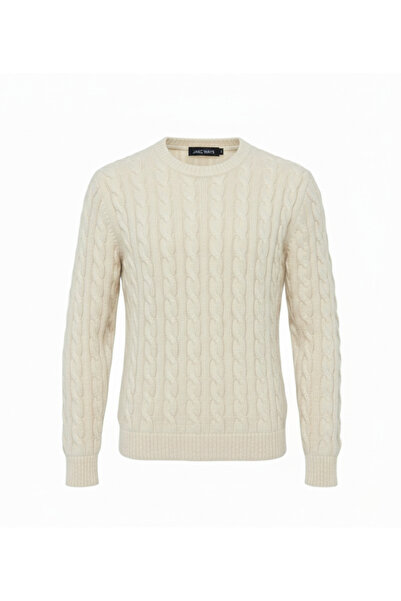 JAKC WAYS Premium Ekru Crew Neck Men's Knitwear Sweater
